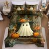 3pcs Halloween Pumpkin Monster Duvet Cover Set Without Core, Quilt Cover with 2 PillowcasesSoft and Machine Washable