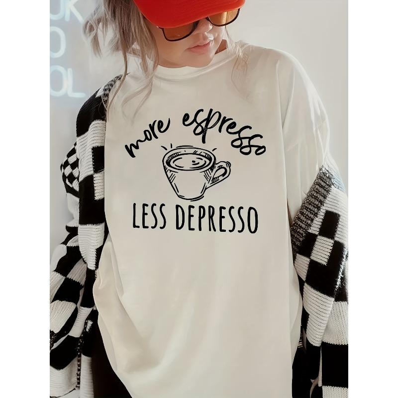 European size Graphic Print T-shirt, Short Sleeve Crew Neck Casual Top for Summer & Spring, Women's Clothing