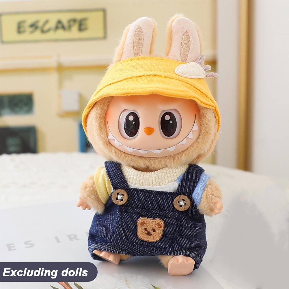 For 17cm Labubu Doll Clothes Fashion Piggy Overalls Doll Clothes Color Match Hoodies Dolls Accessories Cute Decoration Little Clothes