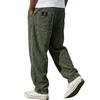 Men's Relaxed Fit Straight Leg Casual Pants with Vertical Stripe Pattern Back Patch Two Rear Pockets Elastic Waistband Durable Fabric Trousers