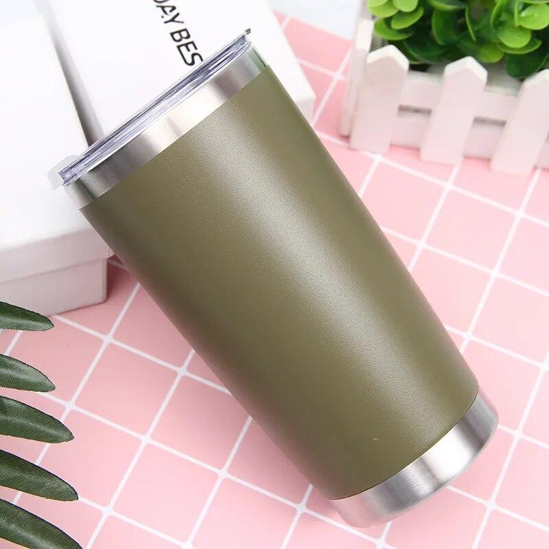 20oz Termoska Vakuové hrnky na kávu do auta Dvoustěnný izolovaný cestovní hrnek Nerezový hrnek Přenosný termální hrnek na kávu