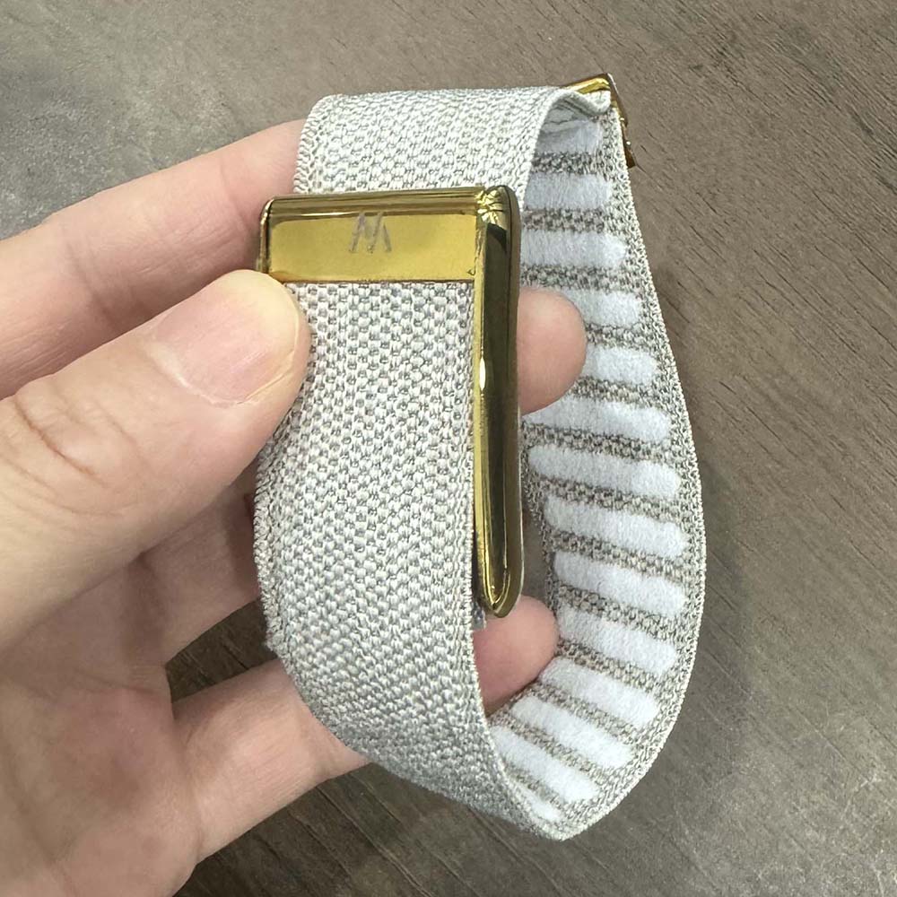 Suitable for Whoop 5.0 Wristband Strap, Nylon Woven Elastic MG Sports Replacement Wristband with Bright Silver U-Shaped Metal
