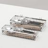 Stainless Steel Hanging Cutlery Holder Rust Proof with Hook Cutlery Drainer Rack Space Saving Silver