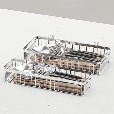 Stainless Steel Hanging Cutlery Holder Silver Rust Proof Cutlery Drainer Rack Large Capacity Space Saving