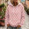Women's Polka Dot Print Hooded Long Sleeve Sweatshirt with Pocket and Casual Top