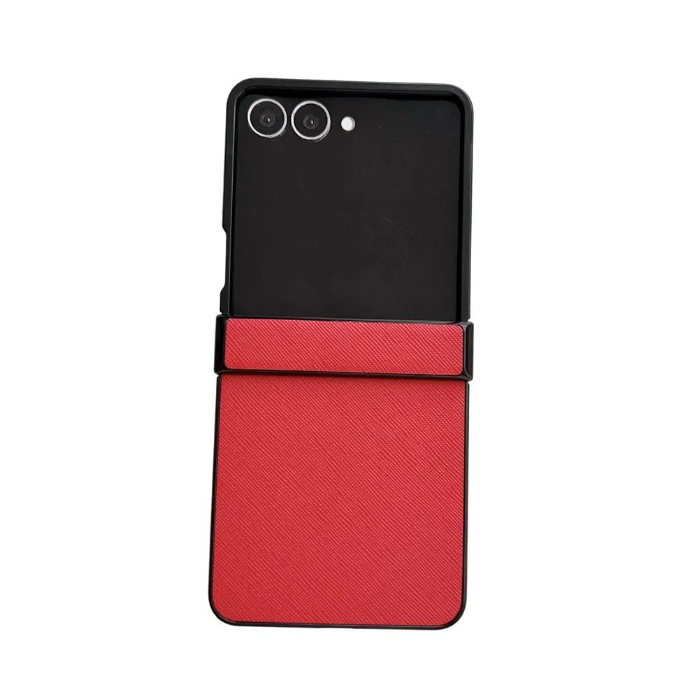 Luxury PU Leather Phone Case for Samsung Galaxy Z Flip 7 Fe 6 5 4 3 5G Hinge Protective Cover Durable Slim Fit