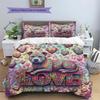 Romanticpets Pattern Bedding Quilt Set Quilt Cover Pillowcase Home Decoration Birthday Gift (1 * duvet cover + 2 * pillowcase, without core)