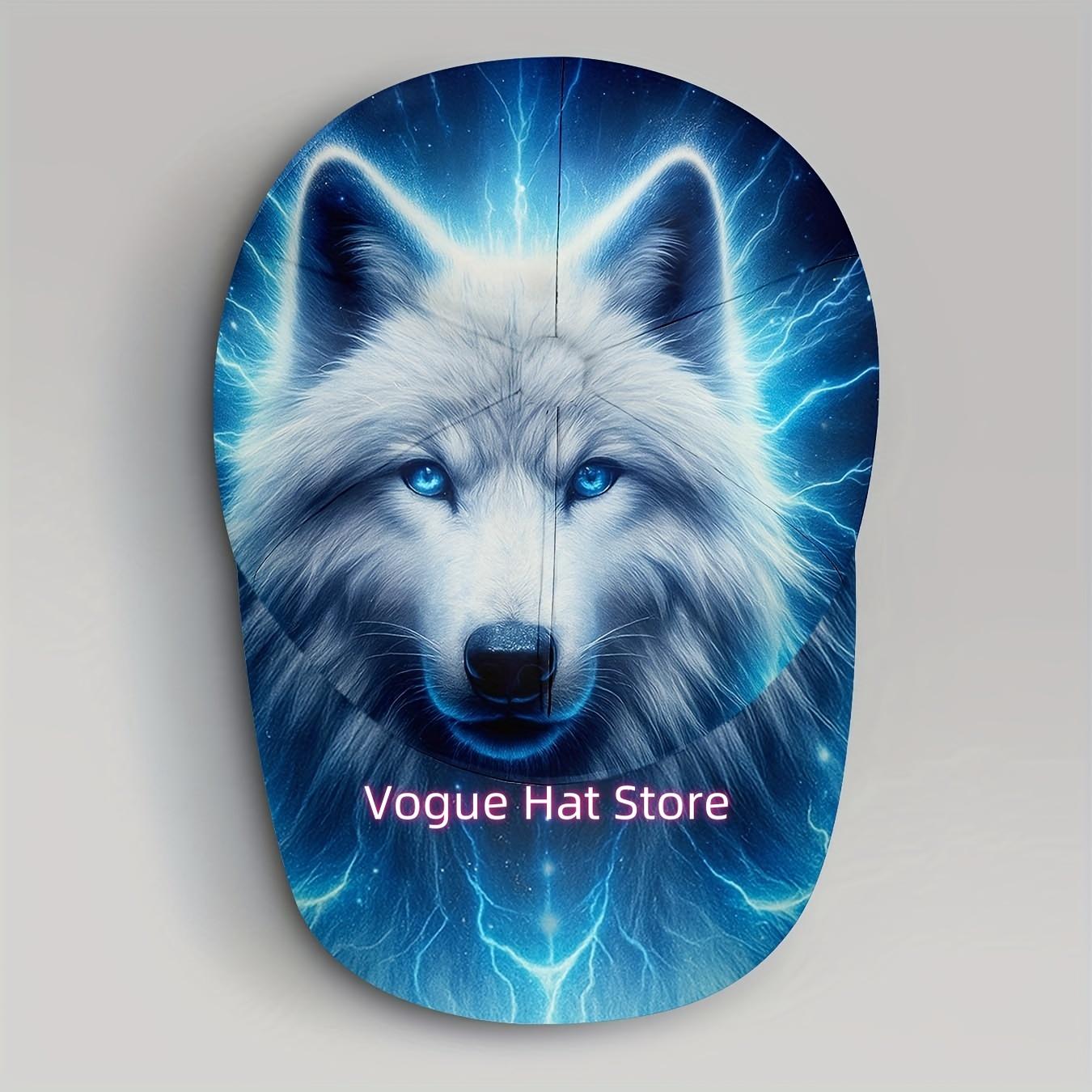 1Pc Ice Wolf Lightning Design Unisex 3D Full-Printed Baseball Cap, Stylish Animal Print, Trendy Urban Style, Fashionable Versati