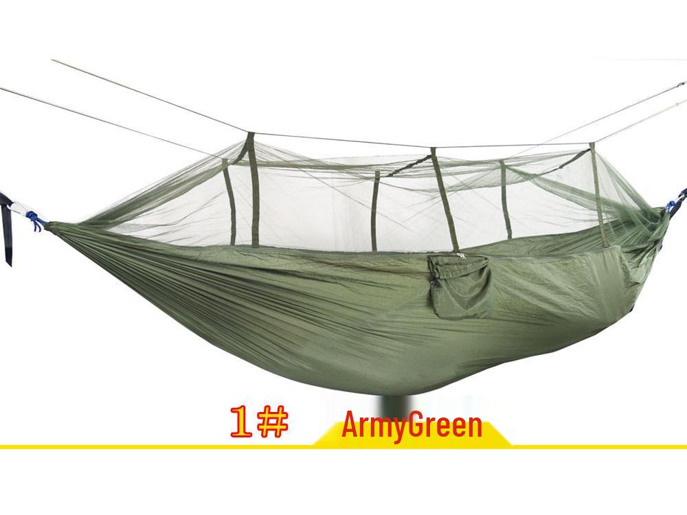 Outdoor Anti-Rollover Nylon Hammock with Mosquito Net - Single/Double Lightweight Parachute Cloth
