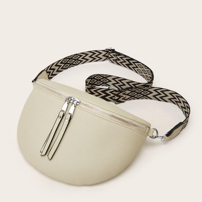 

Женская поясная сумка-банди на грудь, модная простая сумка через плечо с широким ремнем слоновая кость