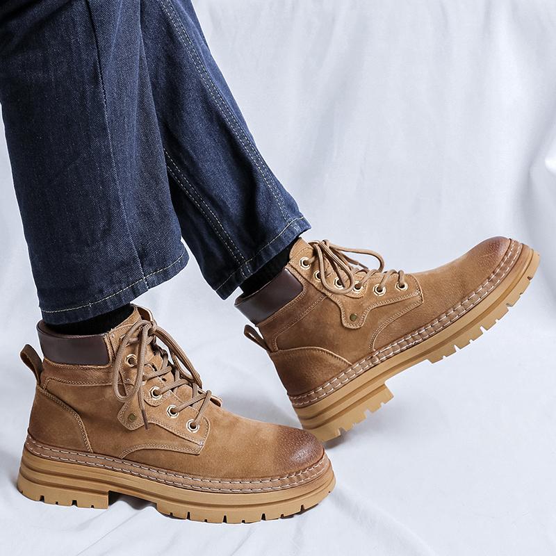 Brown casual men's boots Trendy and versatile design styles Outdoor leisure party  office motorcycle adult Hot selling shoes