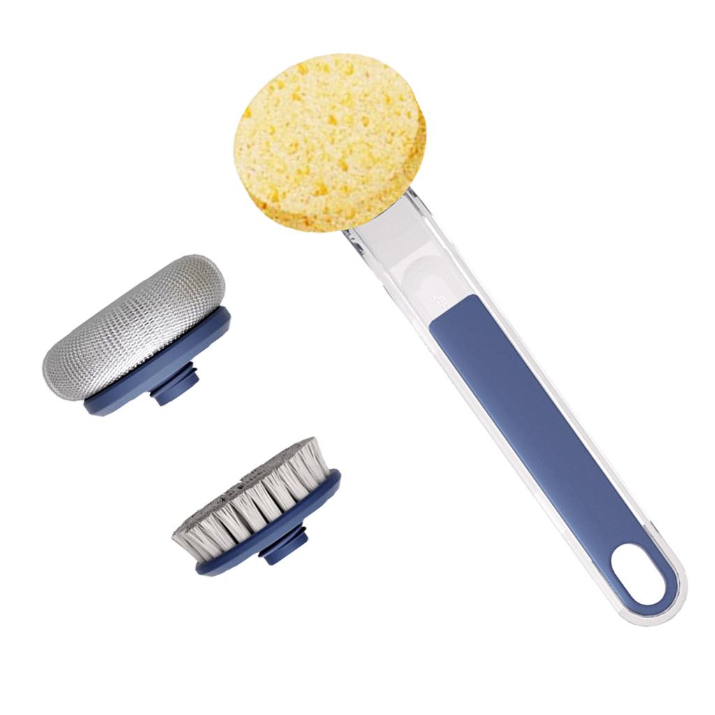 Kitchen Dish Brushes 3 in 1   Handle Pot Pan Sponge Scrubber Brush Cleaning Tool Set