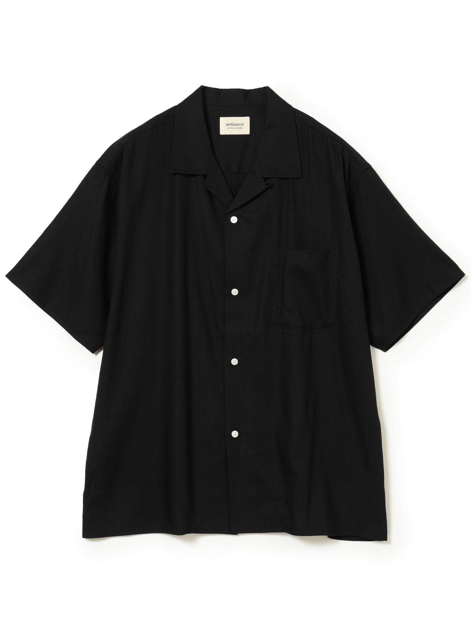 

В:MING LIFE STORE by BEAMS Рубашка с открытым воротником из хлопка и вискозы, мужская, черная, размер S_92010196247