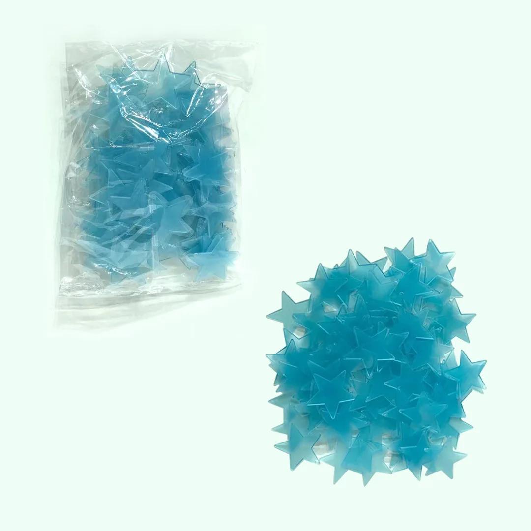 

Упаковка настенных наклеек, светящиеся в темноте наклейки для детской спальни, украшения дома, разноцветные звезды, светящиеся флуоресцентные настенные наклейки синий