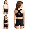 Ärmellose Weste mit Kreuzrücken-Cutout und High-Waist-Shorts mit V-Ausschnitt für Mädchen Yoga Laufen Fitnessstudio Activewear Performance