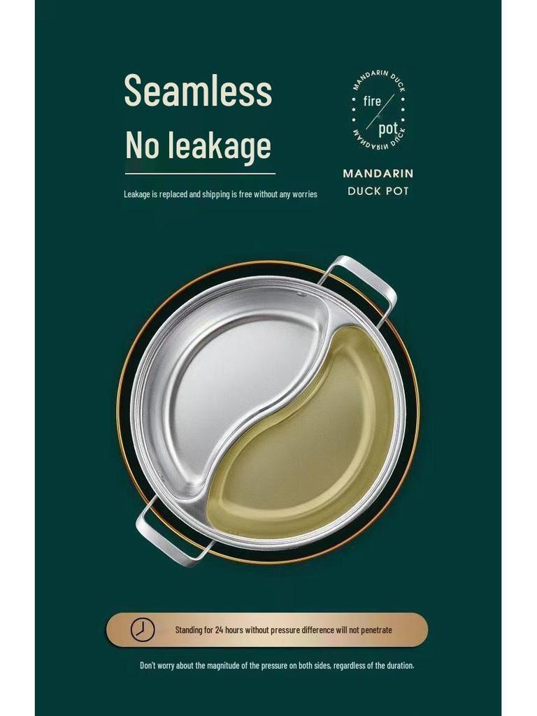 YuanYang Edelstahl-Hot Pot - Extra Dick, Schweißfrei, Großes Fassungsvermögen, Doppeltes Fach für Geschmacksneutralität