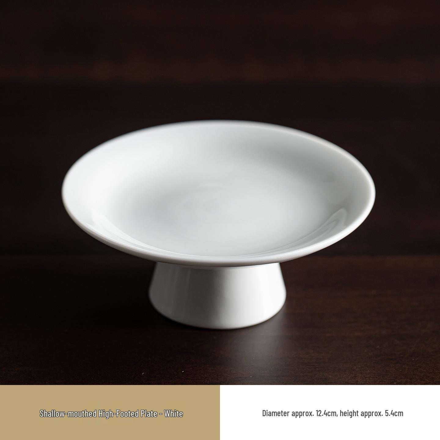 Retro Chinese Ceramic High-Footed Dessert and Snack Plate