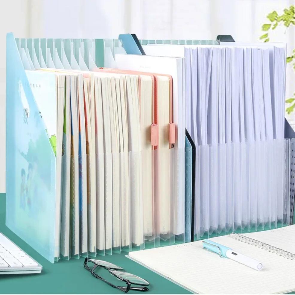 Multi-Layer Standing A4 Paper File Organizer - Vertical Desk Storage Bag Portable Office Folder