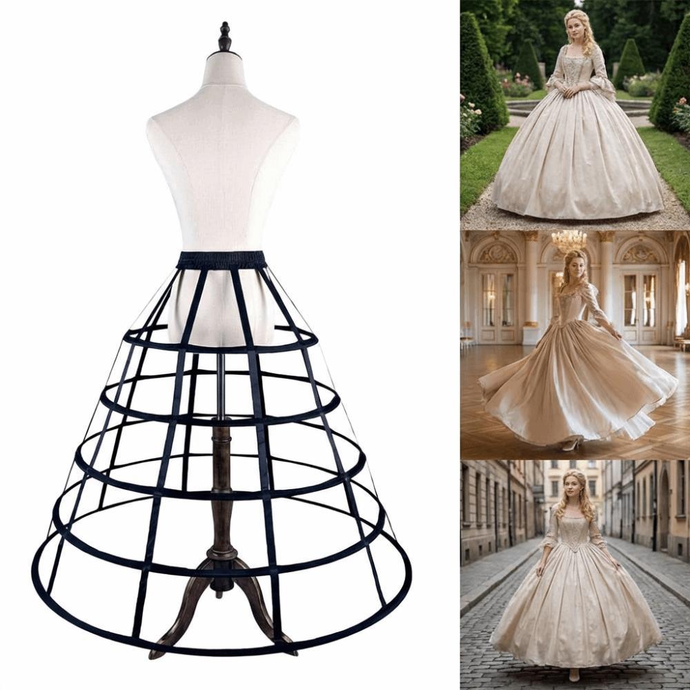 A-line Lolita Crinoline 5 Hoop Victorian Petticoat Fashion Hollow Cage Underskirt Ball Dress