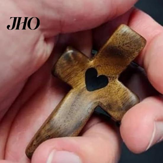 Portable Wooden Cross Olive Wood Pocket Smooth Texture Pocket-sized Stress Relief Spiritual Handcrafted Companion My Heart Encouragement Gift