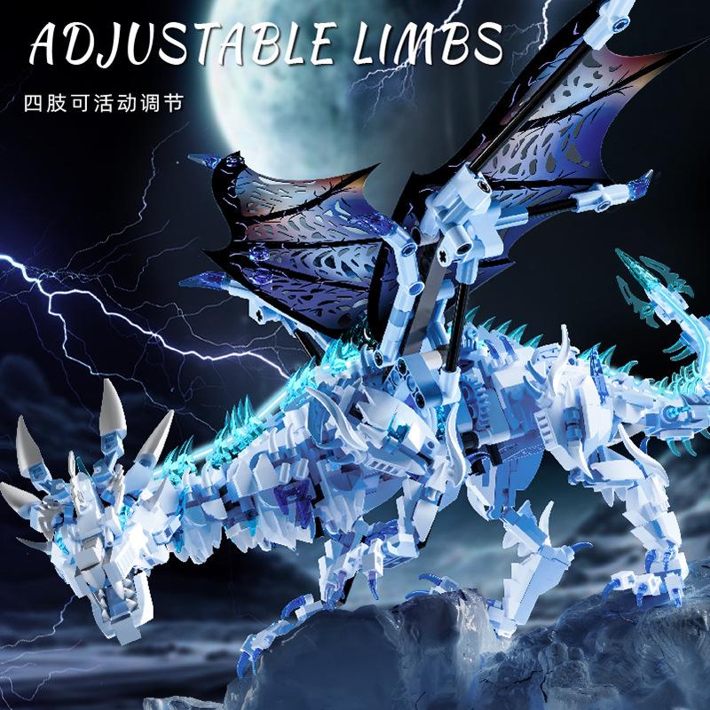 13093 Magischer Drache, Frostdrache, Fliegender Drache Modell, Bausteine mit kleinen Teilen, Kinderspielzeug