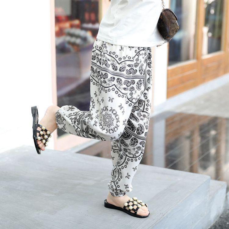 Boys Summer Loose Harem Long Pants Kids Printed Casual Baggy Comfy Trousers