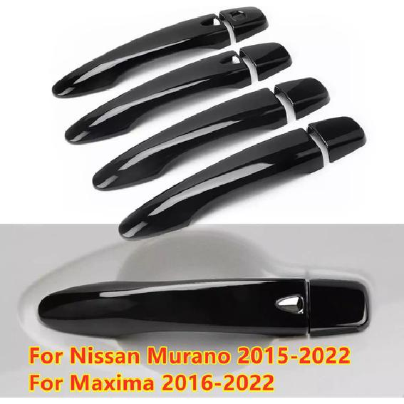 4X Black Exterior Side Door Handle Cover Trim For Nissan Murano Maxima 2016-