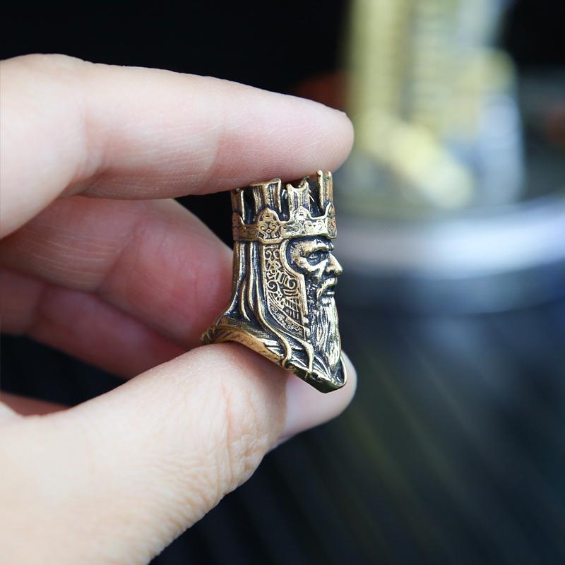 King Head Brass Knife Bead EDC Outdoor DIY Paracord Woven Lanyard Pendant Handmade Punk Charms Jewelry Accessories Tool