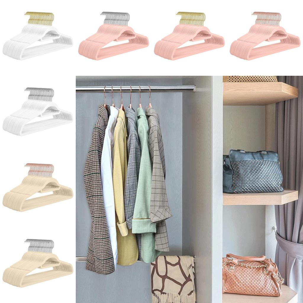 Hangers Flock Velvet Non Slip 360 Degree Hook Coats Hanging Adjustable Plastic
