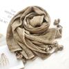 Solid Color Literary Retro Scarf Autumn and Winter Men's Scarf Bark Ball Scarf Women's Shawl Bag Turban