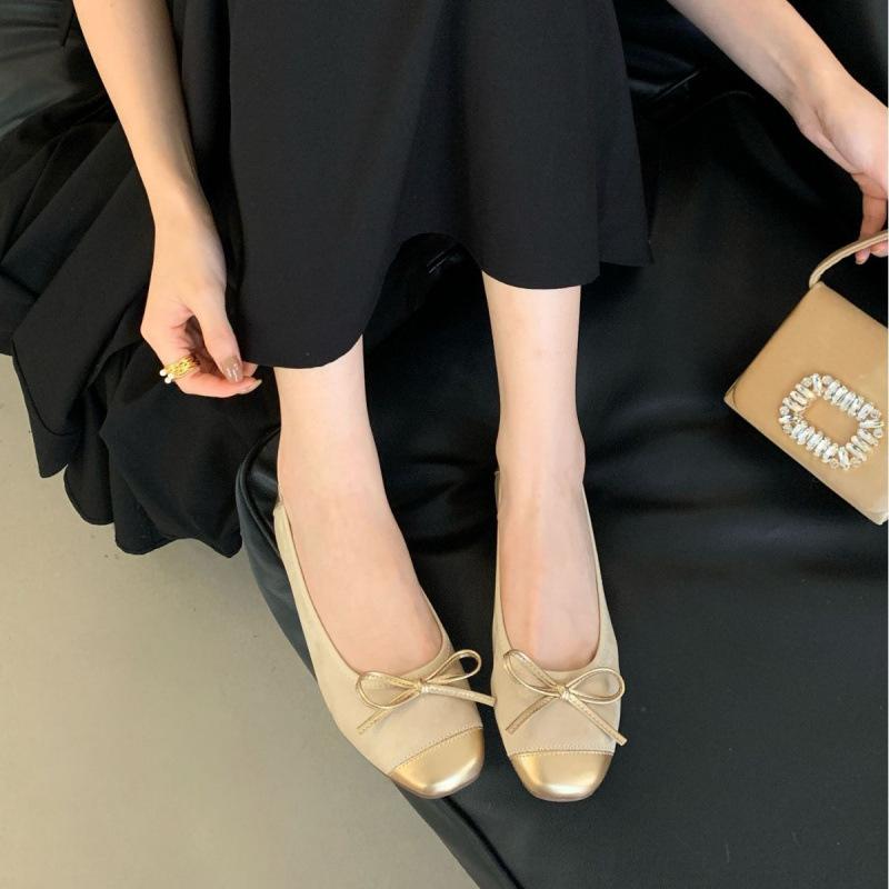 

Французские 2025 туфли-лодочки с открытым верхом, летние новые балетки на плоской подошве с бантом, женская обувь на мягкой подошве 39 серебряный
