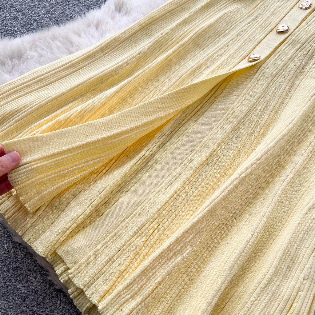 Toamnă Primăvară Femei Rochii de Petrecere de Pe Catwalk Mânecă Largă Pulover Tricotat Nasturi Unici Rochie Lungă Maxi Tip Sirenă