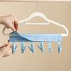 Solid Color Folding Clothes Hanger Space-Saving 6 Clips Portable Drying Rack Plastic Travel Fabric Hanger Dormitory