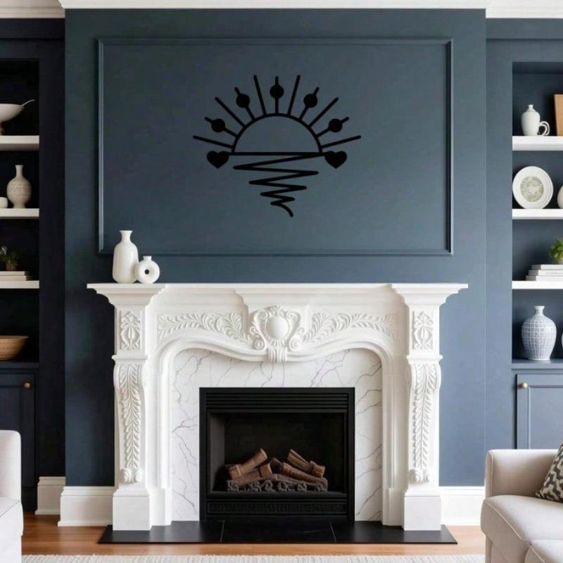 Modern Metal Wall Decor Iron Sunburst Design Easy Hang Adhesive Strips Housewarming Christmas Gift