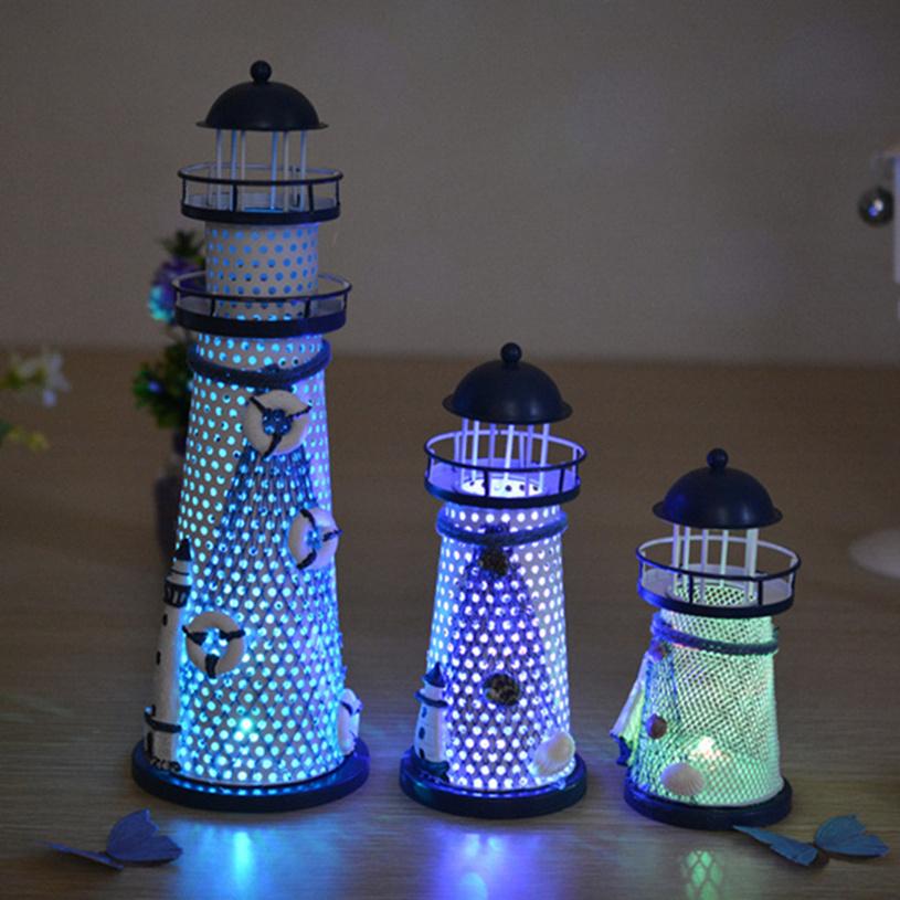 Novelty Mediterranean Style LED Night Light Lighthouse Candlestick Home Decorations Christmas Lights Birthday Gifts Lamp