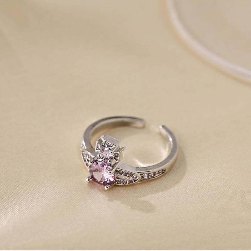 Planet Saturn Open Ring Female Full Diamond Zircon Niche Design A Cold Wind Index Finger Ring