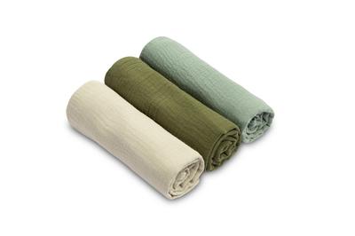 Plain Green Muslin Diaper (Pack - 3 Pcs)
