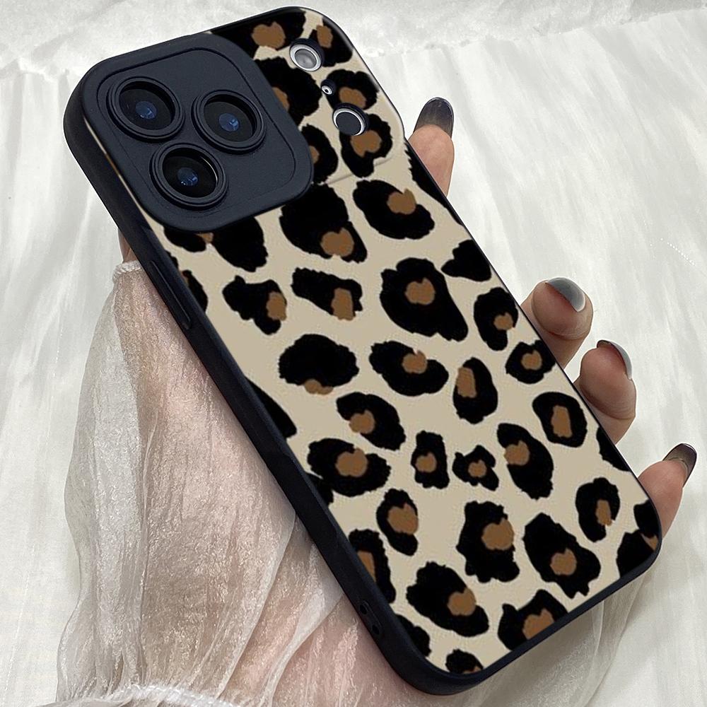 M433 Schwarzes Leopardenmuster Design Kunst Engelaugen Weiche Handyhülle für iPhone Samsung Galaxy Xiaomi Rdemi Huawei Honor Infinix Realme OPPO Vivo Alle Modelle