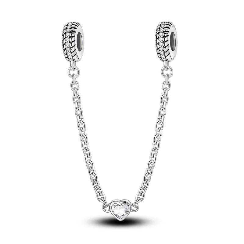 Authentic Copper Linked Hearts Christmas Tree Safety Chain Fit Original Bracelet Diy Charms For Jewelry Making