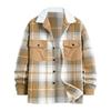 Men's Striped Plaid Casual Loose Button Lapel Long Sleeve Hooded Cardigan Shirt Jacket