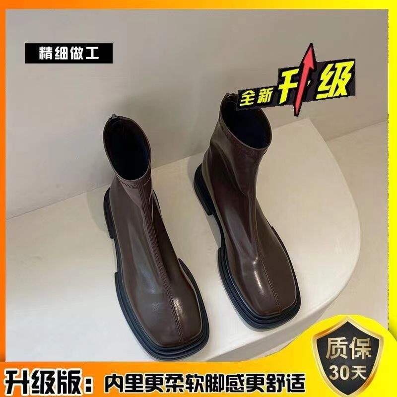 Elastic British Martin Boots Women's 2025 Autumn and Winter New Chelsea Boots Small Naked Boots Skinny Boots Fleece Short Boots