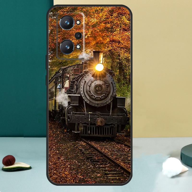 Vintage Steam Train Railway For Realme 14 13 Pro Plus 10 11 12 GT 5 6 6T GT7 Pro C61 C55 C53 C51 C21Y C25S C75 C67 Case