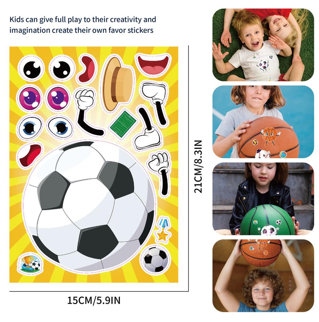 Cm2405017 Cartoon Soccer Basketball Kids Interactive Fun Puzzle Sticker Pack For Diy Projects And Family Activities