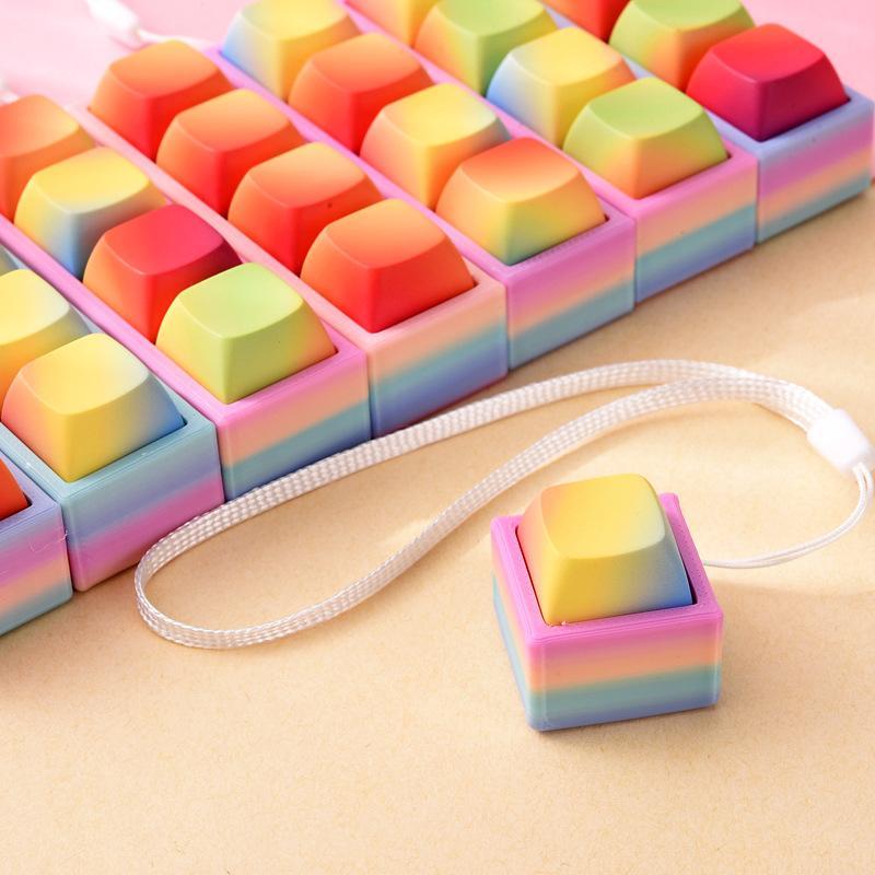 Portable Small Size Stress Relief Toy with Button Lanyard Pocket Fidget Toy for Anxiety Alleviation Commute Daily Use