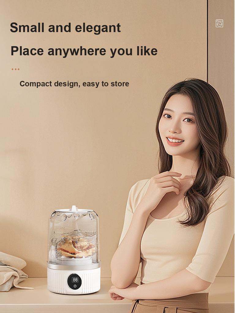 New Mini Washing Machine for Lingerie, Underwear, Socks - Portable Wireless Automatic Laundry Cup 3000mAH
