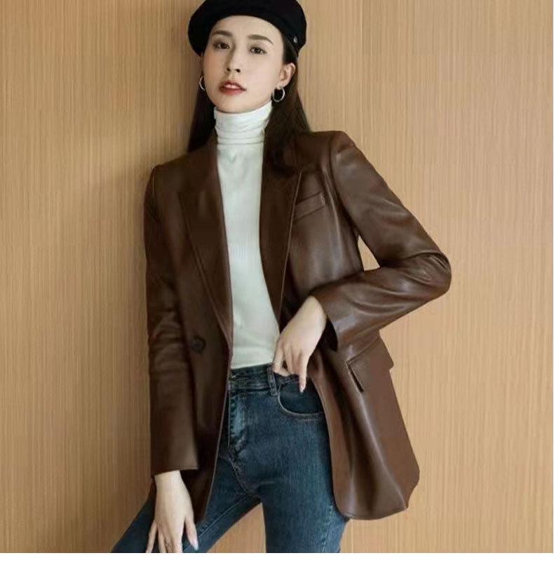 

Женская кожаная куртка большого размера в корейском стиле: Повседневный, Ретро, Универсальный топ для шикарного образа 5XL