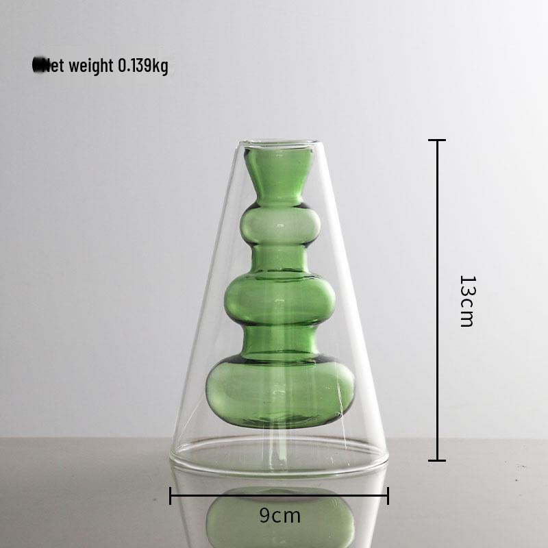 European Glass Rattan Aroma Vase - Double Layer, Colored Glass, Flameless Hydroponic for Living Room