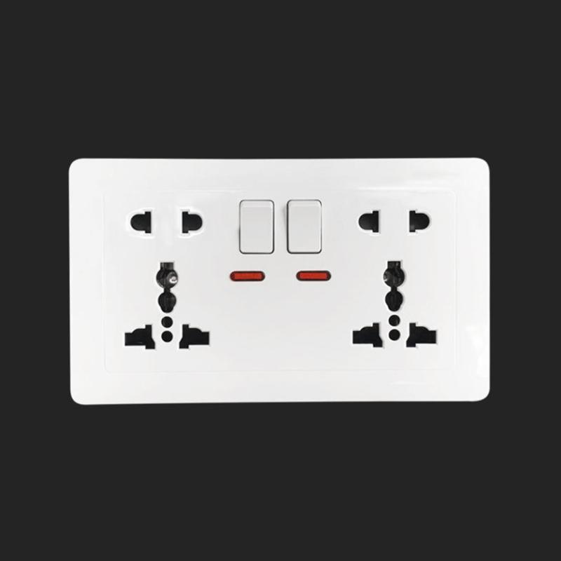 White Universal Wall Power Socket Supply Multifunctional 5-Pin Socket Electrical Switch With 2.1A 10W Dual Usb Type-C Charging