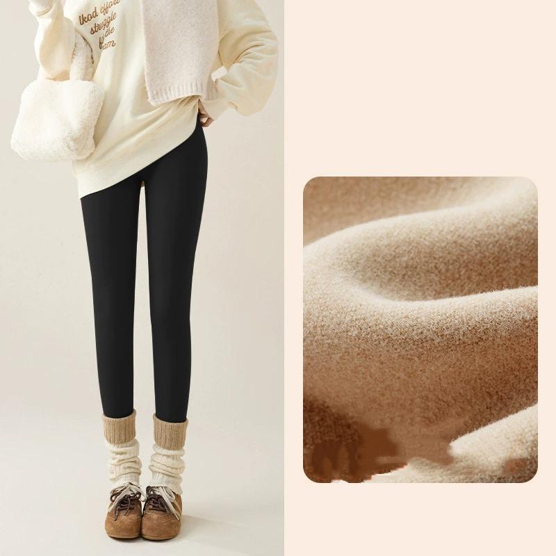 

Осенне-зимние леггинсы из кроличьего флиса Sharkskin, женские повседневные базовые утолщенные теплые леггинсы, коричневые колготки с флисовой подкладкой S чёрный