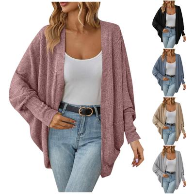 Women's Fashion Solid Color Sweater Jacket Long Sleeve Cardigan Loose Knitted Coat